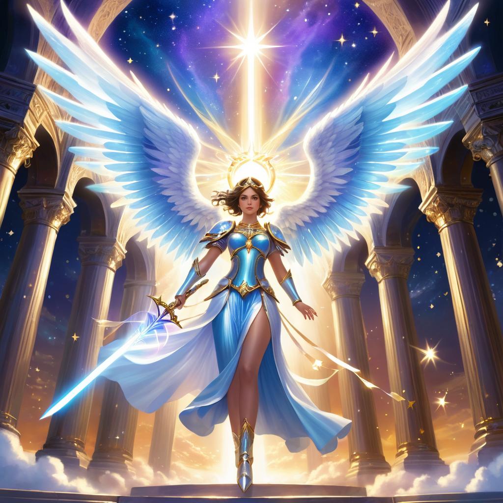 Celestial Angel with Iridescent Wings Artwork