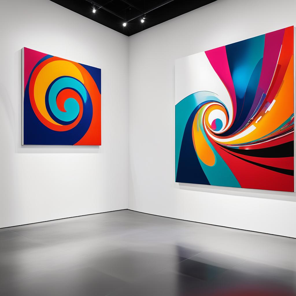 Vibrant Abstract Art in Modern Gallery