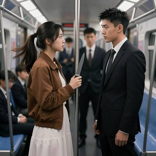 Tense Confrontation on Subway Train