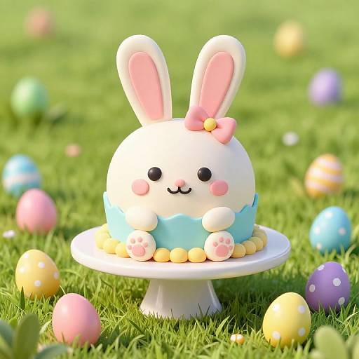 Whimsical Easter Bunny Cake 3D Render