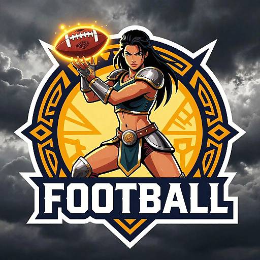 Fierce Female Warrior Football Logo