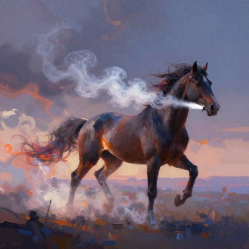 Vapor-Trail Horse Racing at Twilight