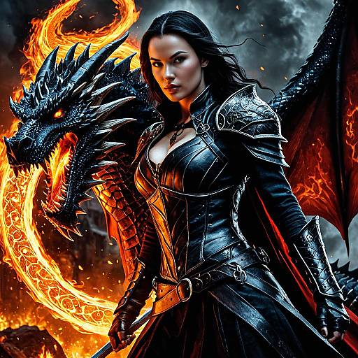 Vampire Huntress with Fiery Dragon