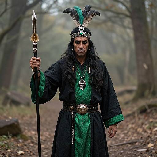 Witch Doctor in Feather Headdress
