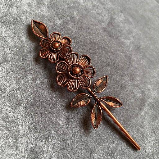 Delicate Copper Filigree Hairpin