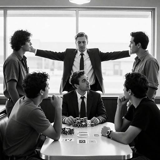 Diner Scene: Five Men in Focus