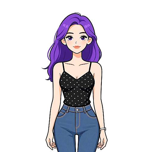 Casual Chic Woman with Purple Hair