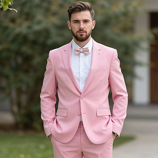 Man in Bright Pink Formal Suit