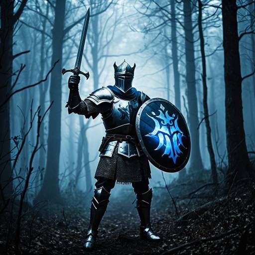 Knight with Spellbound Shield in Haunted Forest