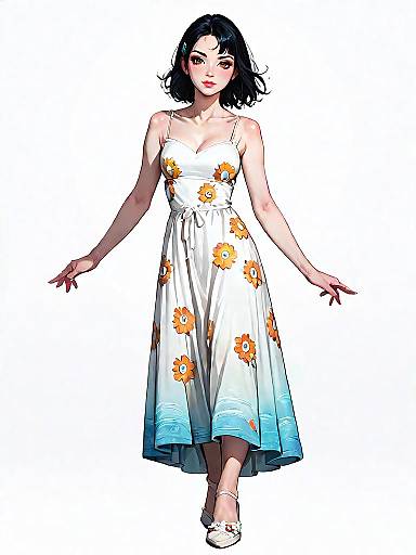 Woman in Summer Daisy Dress