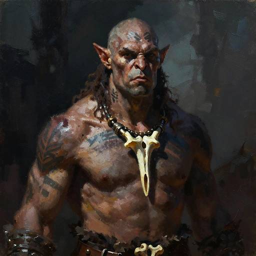 Orcish Berserker Portrait in Dark Fantasy