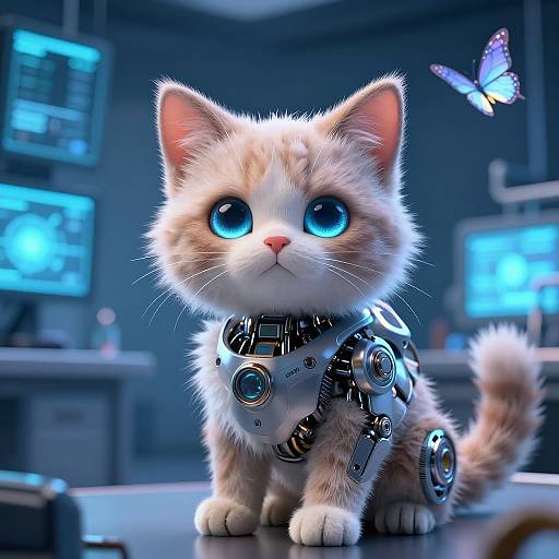 Whimsical Robotic Cats in Hi-Tech Lab