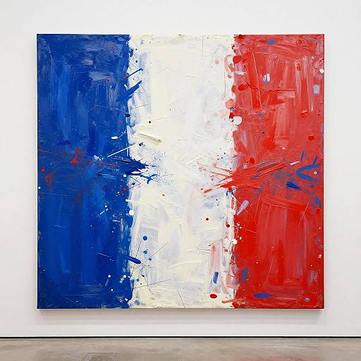 Abstract French Flag Brush Strokes