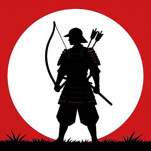 Minimalist Samurai Warrior Silhouette Design