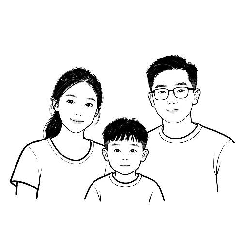 Minimalist Black and White Family Portrait