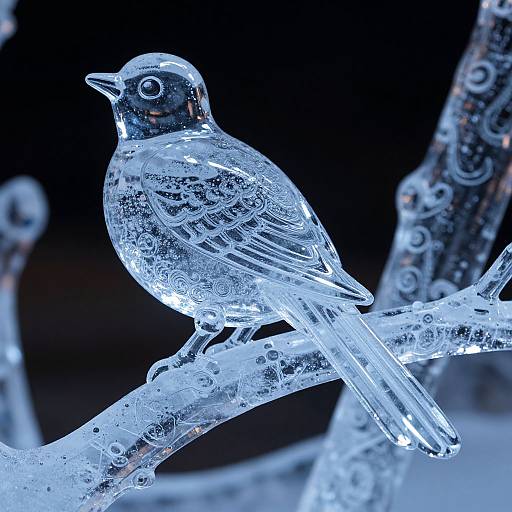 Elegant Bird Ice Sculpture Close-Up