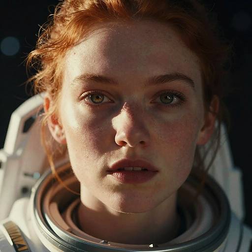 Atompunk Red-Haired Space Explorer Portrait