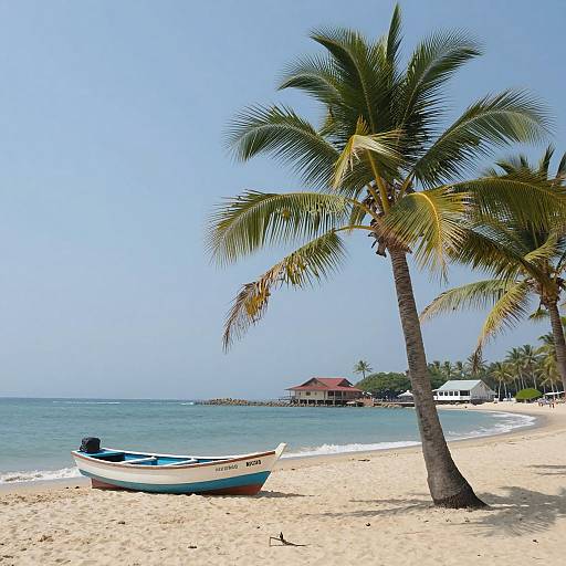 Tropical Beach Scene with Palm Trees