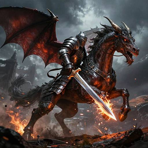 Armored Knight on Fiery Dragon Mount