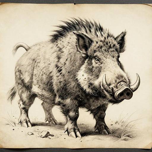 Epic Dire Boar Pencil Sketch