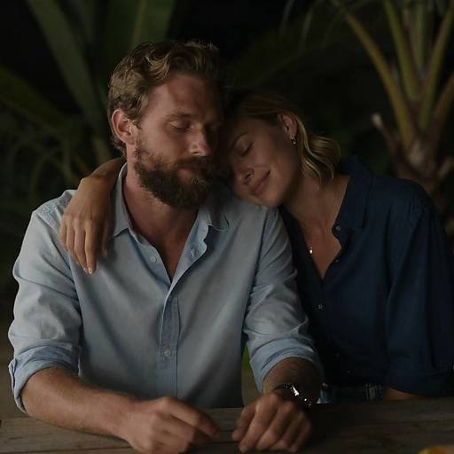 Intimate Tropical Moment: Couple in Shadow