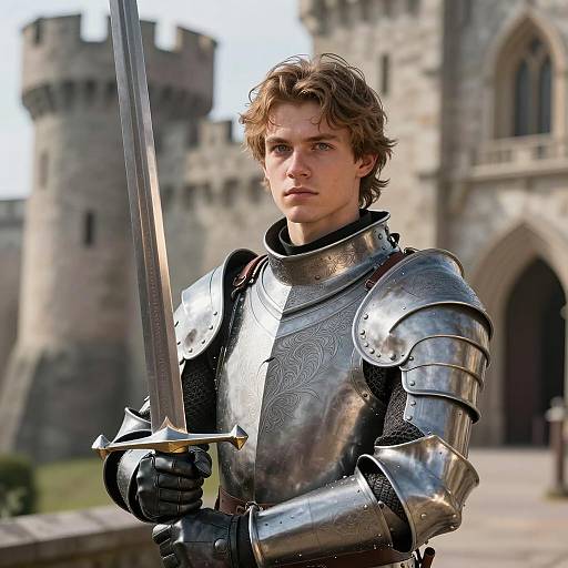 Young Male Knight in Detailed Medieval Armor