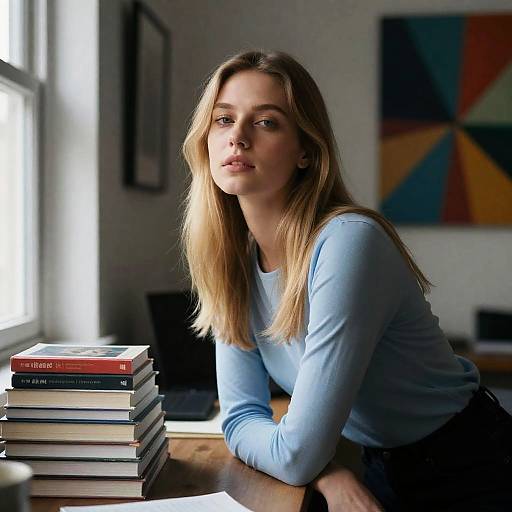 Blonde Woman in Dimly Lit Room