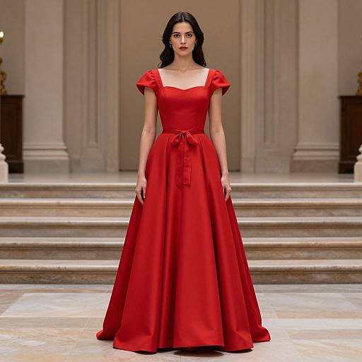 Queen in Red Dress and Tiara