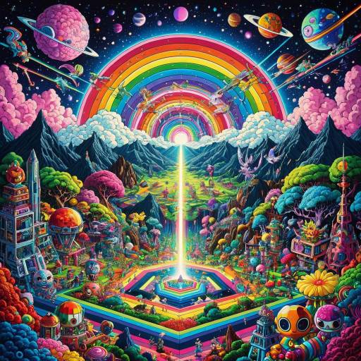 Neon Rainbow Laser-Shaded Futuristic Dream Dimension
