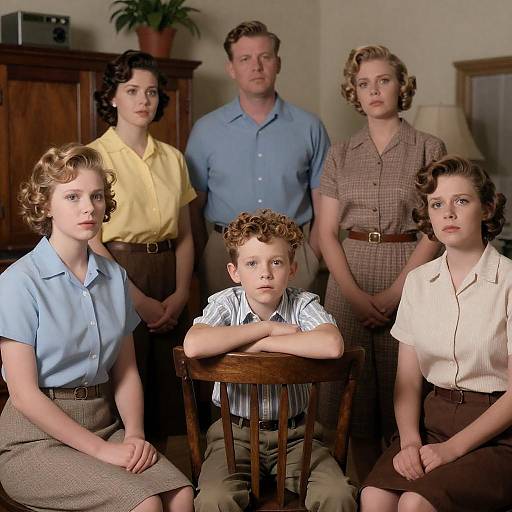 1950s Vintage Family Gathering Photograph