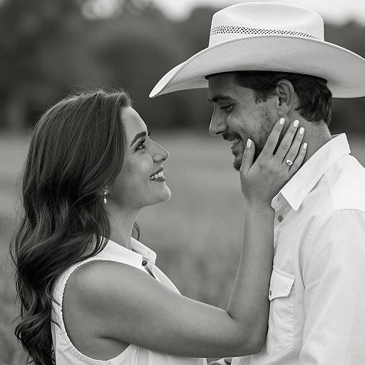 Intimate Cowboy Couple in Black and White