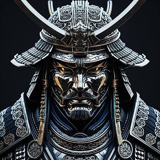 Hyper-Realistic Steel Samurai Portrait