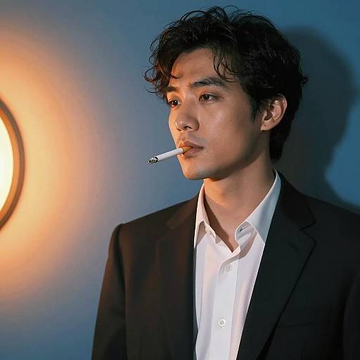 Stylish Man Against Blue Wall