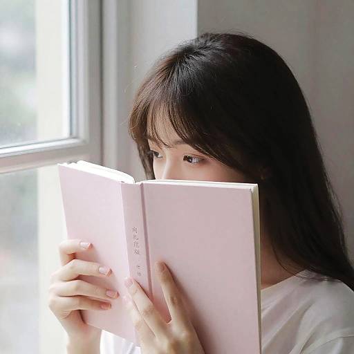 Shy Person Hiding Behind Book