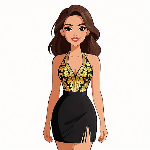 Elegant Woman in Baroque Evening Wear