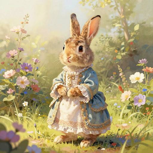 Anthropomorphic Rabbit in 18th Century Dress