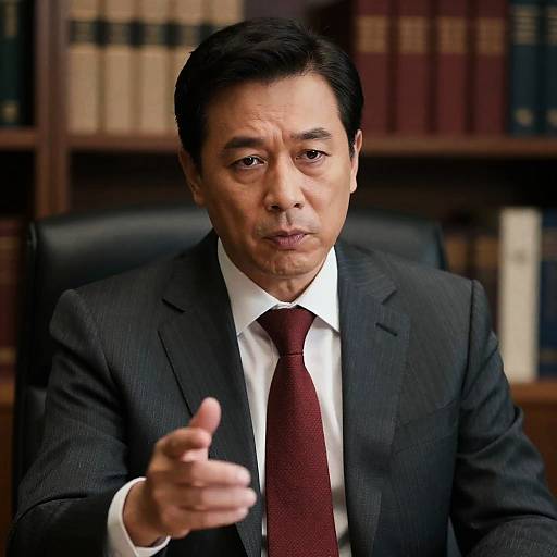 Intense Businessman in Dim Office Setting