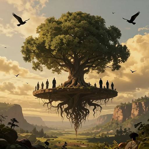 Floating Colossal Tree with Figures