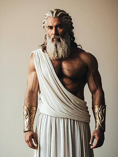 Man Dressed as Zeus in Mythological Costume