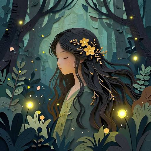 Enchanting Girl in Dreamlike Forest
