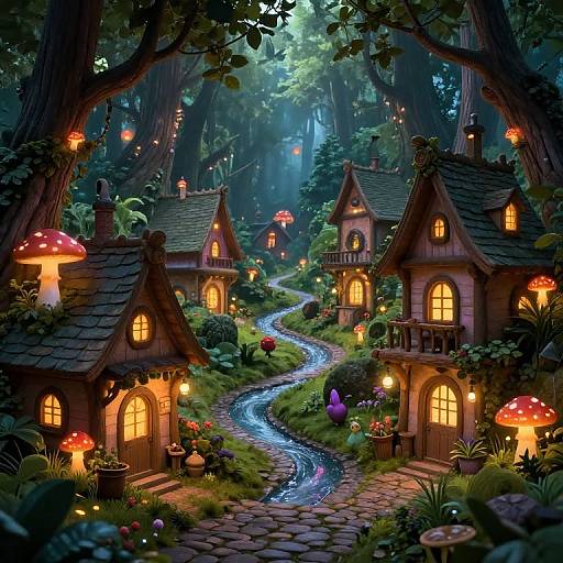 Enchanted Elftown in Magical Forest