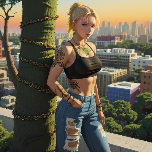 Blonde Girl in Summer Cityscape Vibe