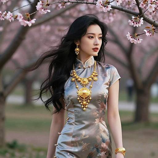 Elegant Chinese Woman in Modern Qipao