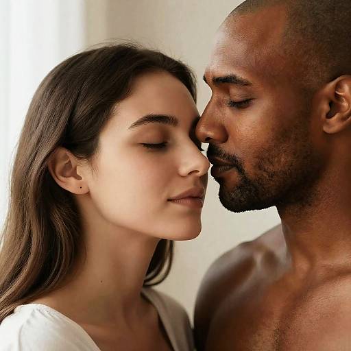 Intimate Close-Up of a Loving Couple