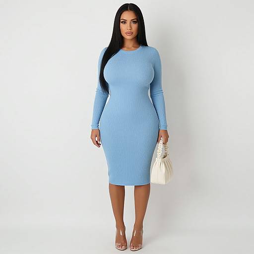 Elegant Woman in Sky Blue Dress