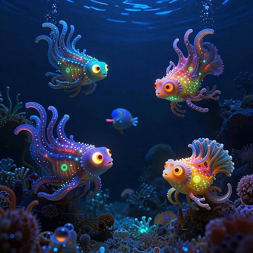 Surreal Bioluminescent Deep Sea Creatures