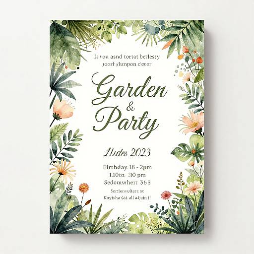 Watercolor botanical wedding invitation with 