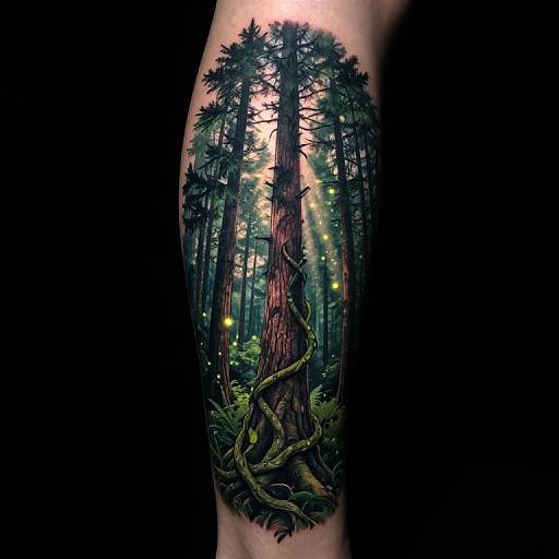 Surreal Forest Leg Sleeve Tattoo