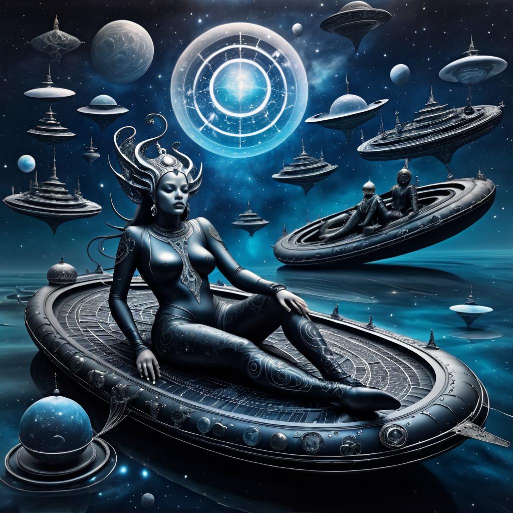 Cosmic Sea Traveler in Giger Style