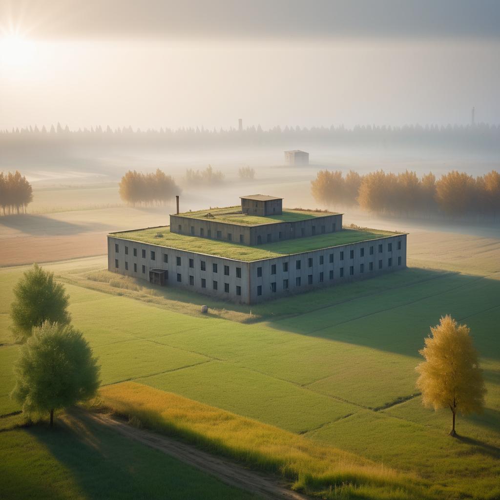 Serene Abandoned Factory in Nature's Embrace